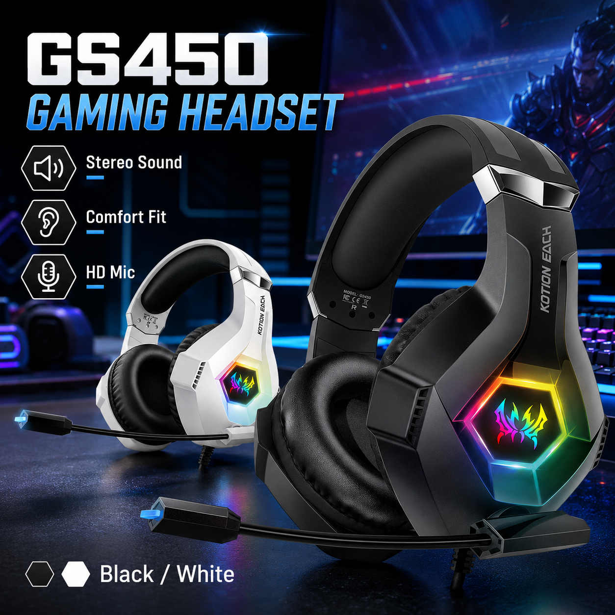 GS450 Wired Gaming Headset RGB - Gaming Headset Rgb avaliação e preço