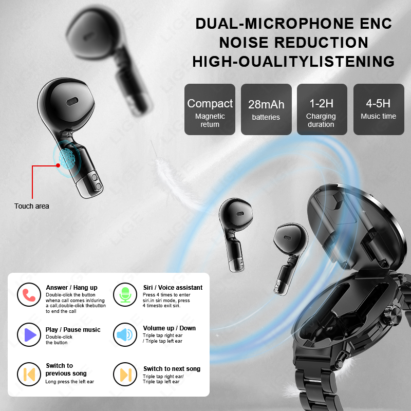 New Men's 2 In 1 Headset Smart - Earbuds Charging Case avaliação e preço