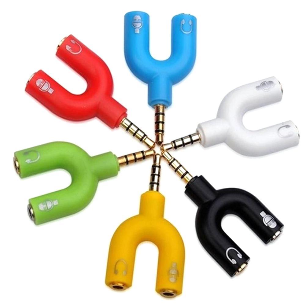 1PC Dual 3.5MM U Type Adapter  - Earphone Splitter Jack avaliação e preço