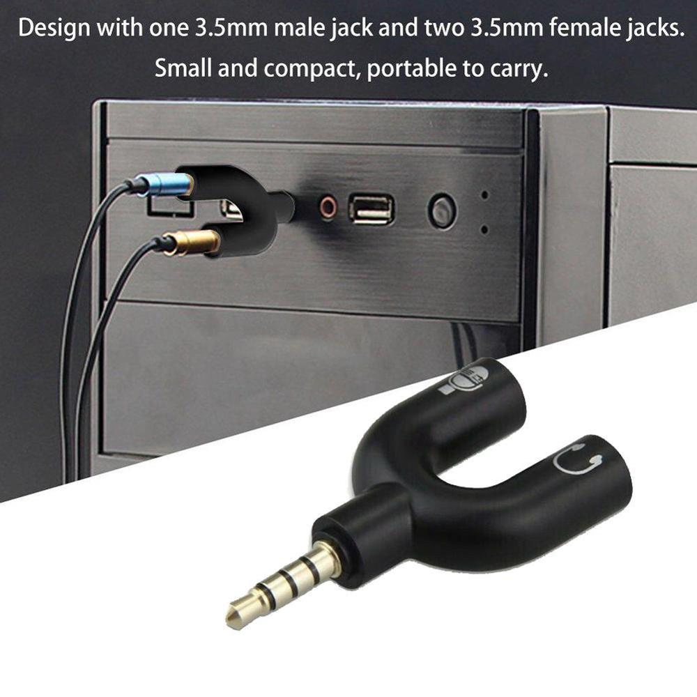 1PC Dual 3.5MM U Type Adapter  - Earphone Splitter Jack avaliação e preço