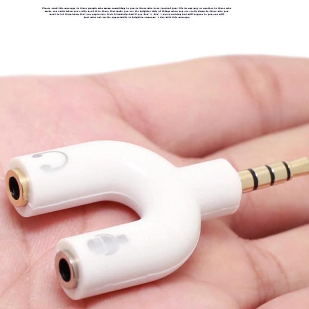 1PC Dual 3.5MM U Type Adapter  - Earphone Splitter Jack avaliação e preço