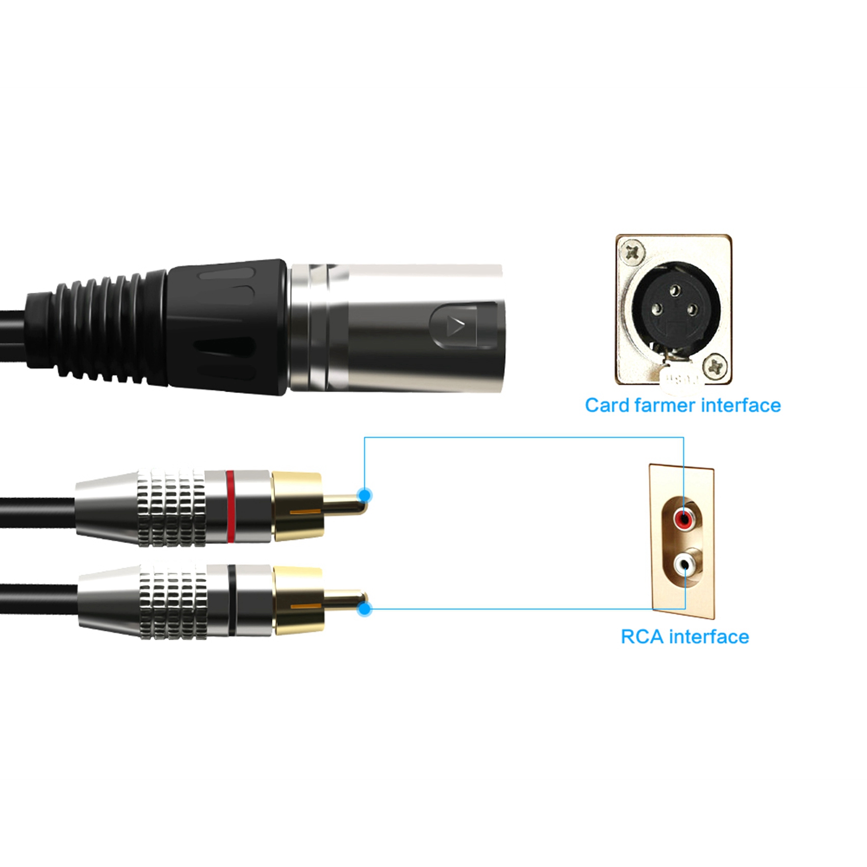 1 XLR Male to 2 RCA Male Plug  - Audio Splitter Y avaliação e preço