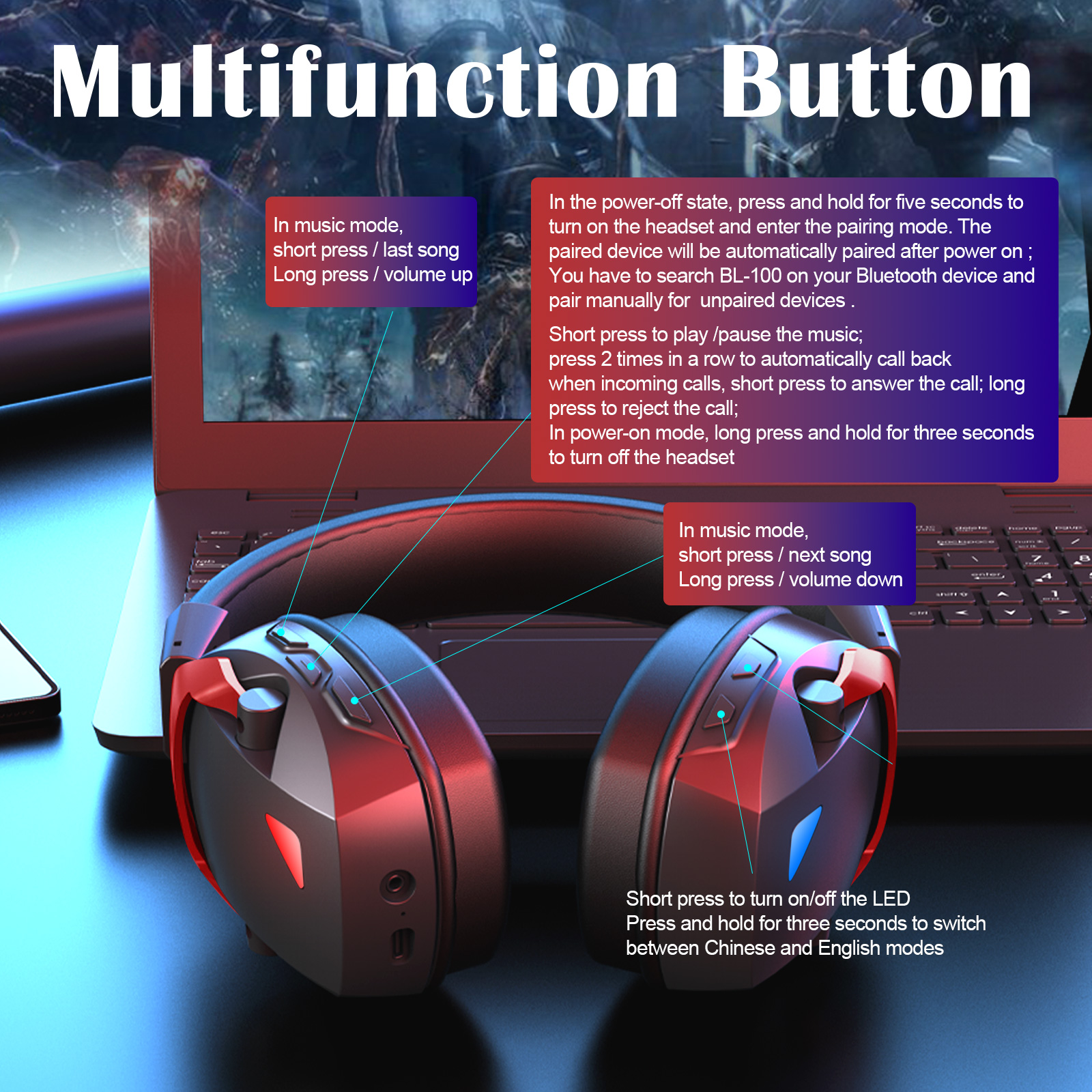 Wireless Gaming Headset with D - Gaming Headset Rgb avaliação e preço