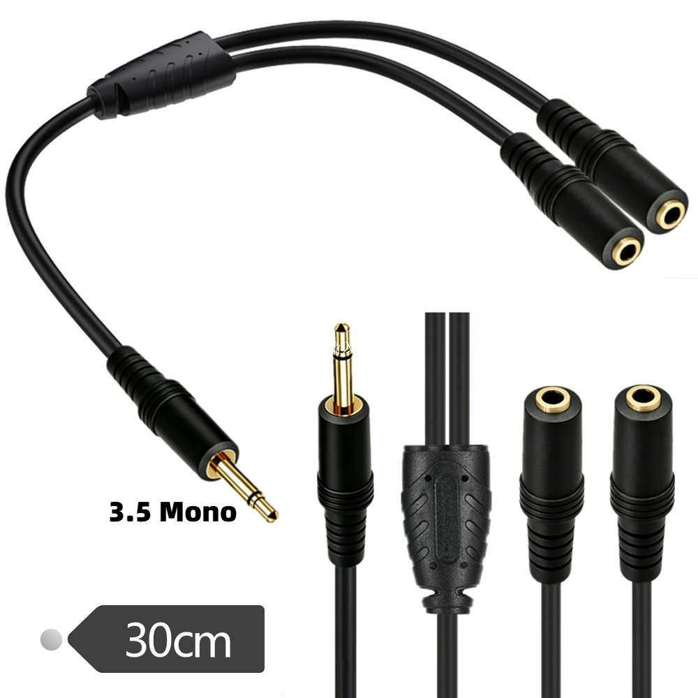 3.5mm TS Mono Male To Dual 3.5 - Earphone Splitter Jack avaliação e preço