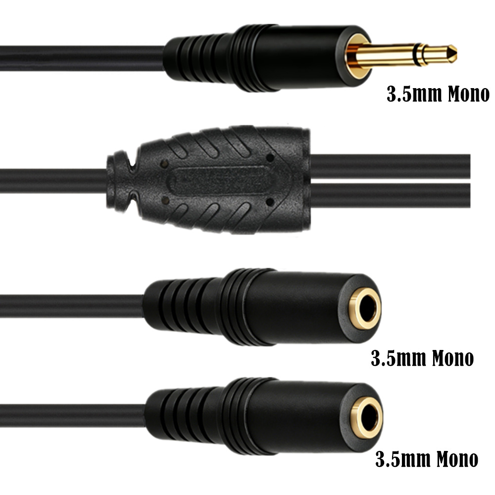 3.5mm TS Mono Male To Dual 3.5 - Earphone Splitter Jack avaliação e preço