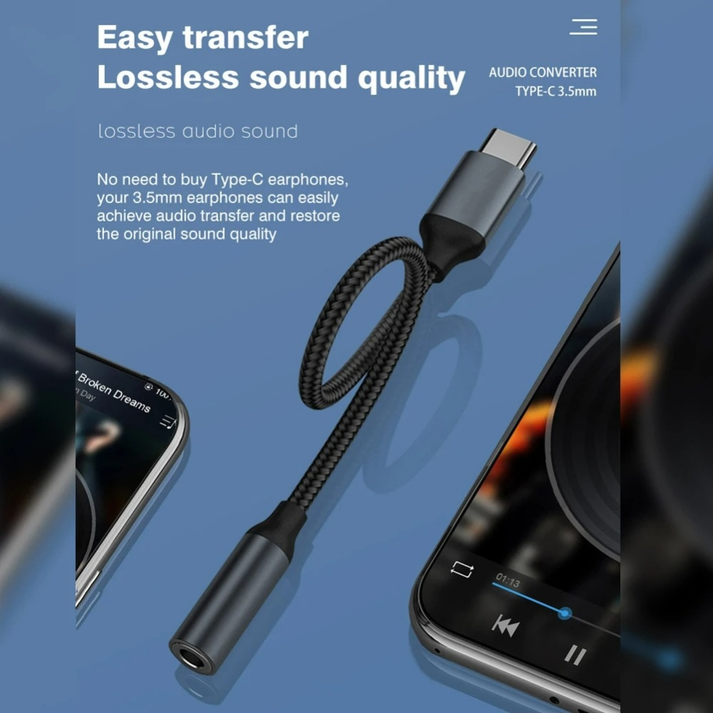 USB Type C To 3.5mm Audio Adap - Audiophile Headphone Wired avaliação e preço