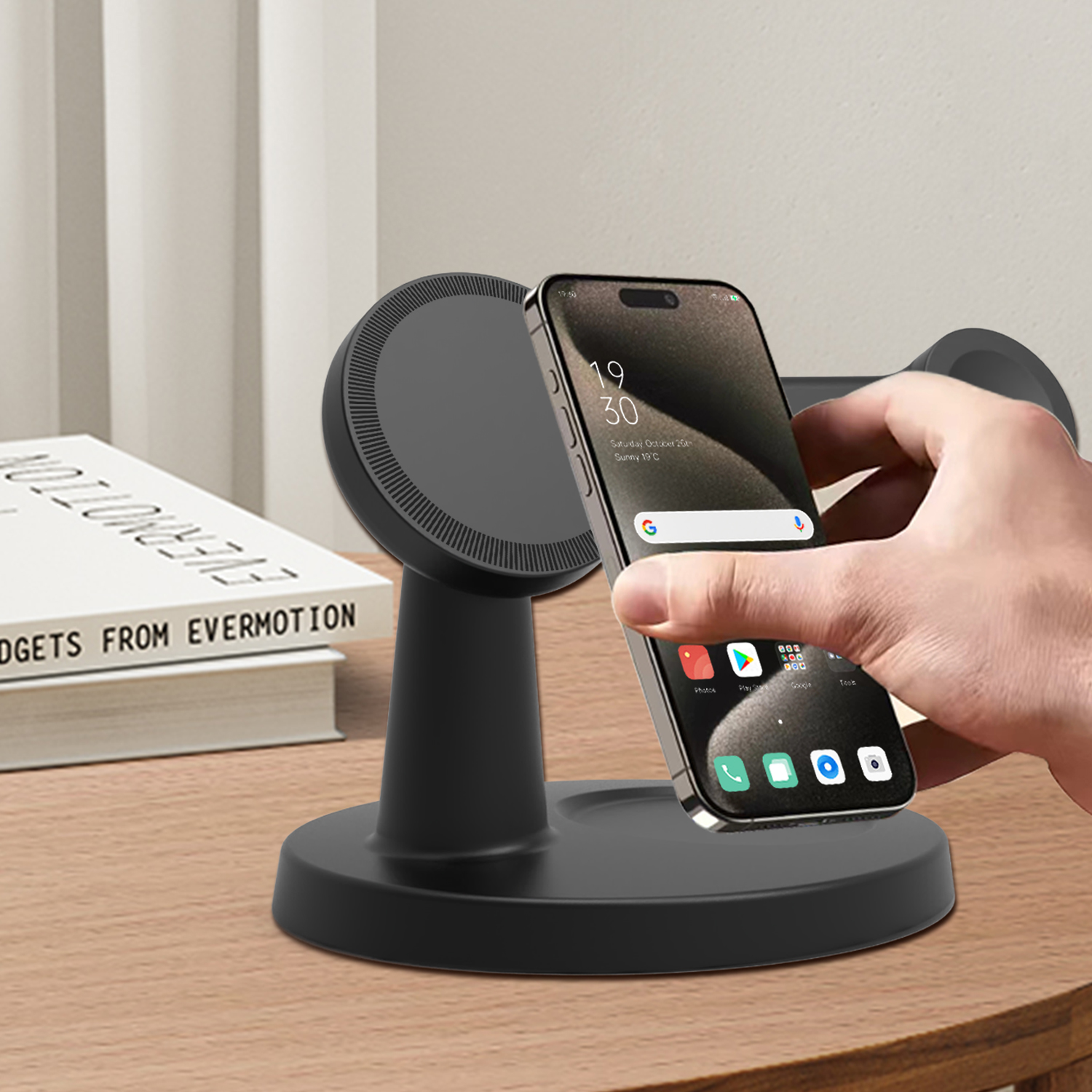 New 3-in-1 magnetic wireless c - Headphone Stand Desk avaliação e preço