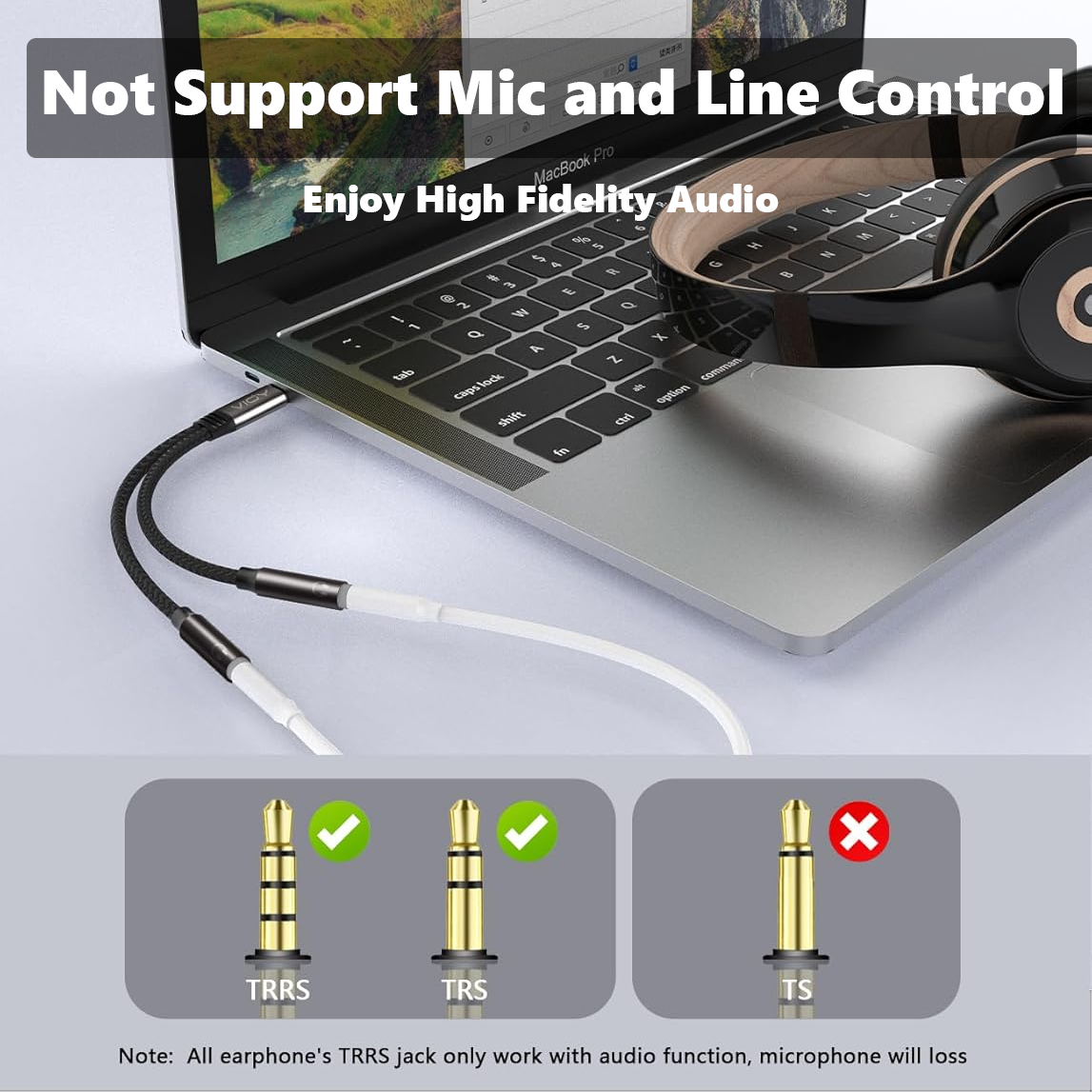 USB C To Dual 3.5mm Female Hea - Earphone Splitter Jack avaliação e preço