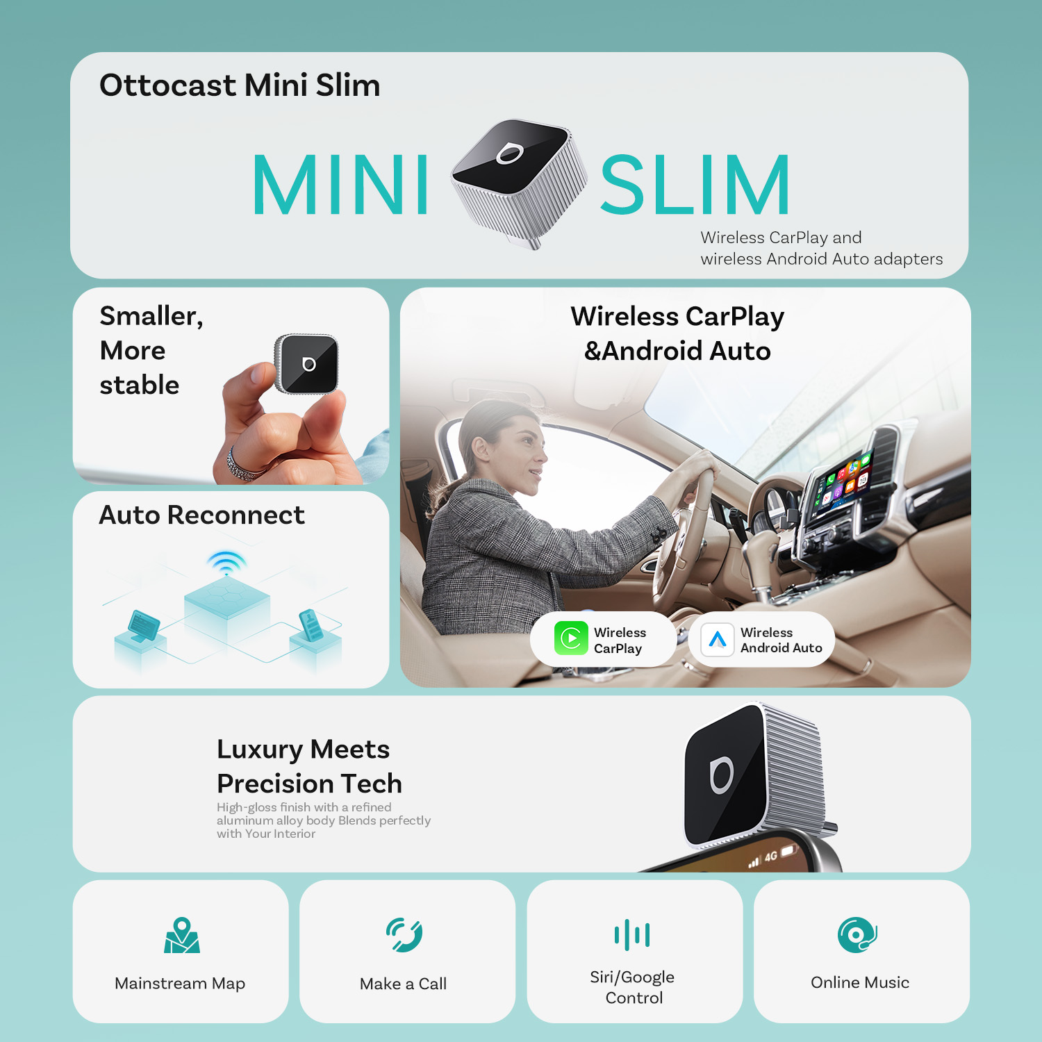 Ottocast Mini Slim Wireless Ca - Bluetooth Adapter Receiver avaliação e preço